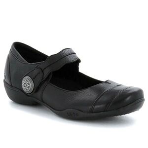 Taos Applause Womens Mary Jane Loafer Strap Slip On Shoe Leather Black Sz 8